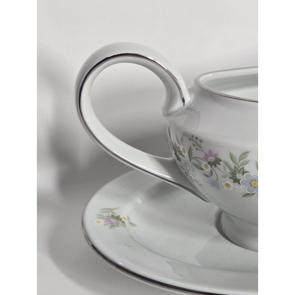 Vintage Johann Haviland Bavaria Germany Gravy Boat Floral Platinum